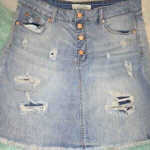 Distressed Denim Skirt